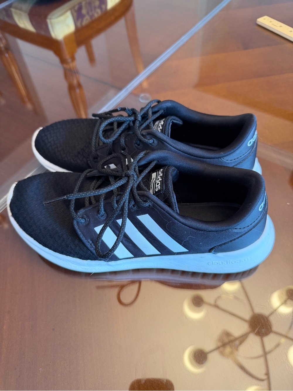 adidas Women's Black and White Cloudfoam Athletic Sneakers